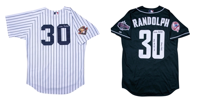 Lot of (2) 2001 Willie Randolph Game Used and Signed All Star Game Seattle New York Yankees Home Jersey and BP Jersey (Randolph LOA)